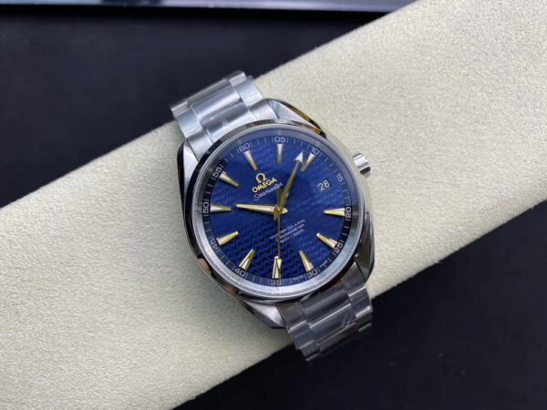 OMEGA Aqua Terra 150M SS VS Factory 1:1 Best Edition Blue Wave Textured Dial YG Hand - Best Replica Watches Store For Sale!
