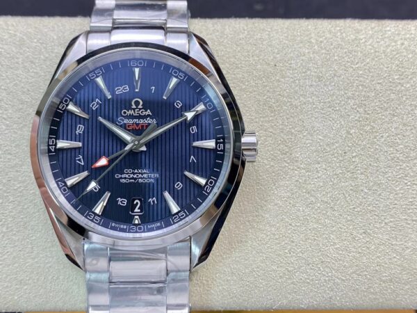OMEGA Aqua Terra 150M 43.5mm GMT SS VS Factory 1:1 Best Edition Black Textured Dial - Best Replica Watches Store For Sale!