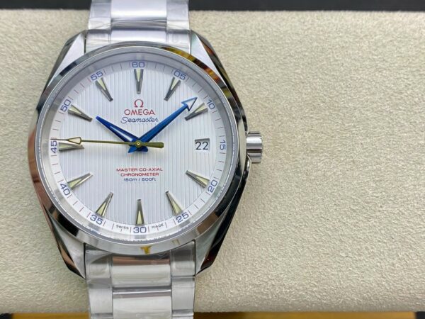 OMEGA Aqua Terra 150M SS VS Factory 1:1 Best Edition White Dial Blue Markers on SS Bracelet A8500 Super Clone - Best Replica Watches Store For Sale!