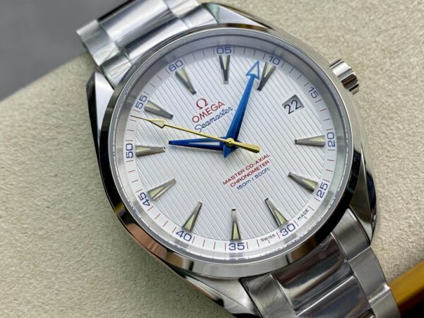 OMEGA Aqua Terra 150M SS VS Factory 1:1 Best Edition White Dial Blue Markers on SS Bracelet A8500 Super Clone - Best Replica Watches Store For Sale!