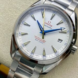 OMEGA Aqua Terra 150M SS VS Factory 1:1 Best Edition White Dial Blue Markers on SS Bracelet A8500 Super Clone - Best Replica Watches Store For Sale!