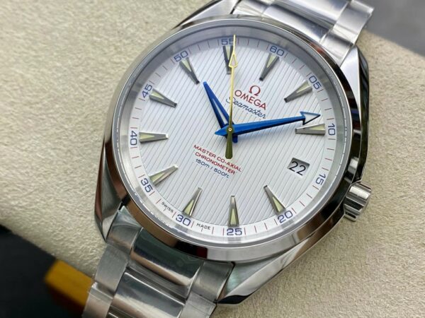 OMEGA Aqua Terra 150M SS VS Factory 1:1 Best Edition White Dial Blue Markers on SS Bracelet A8500 Super Clone - Best Replica Watches Store For Sale!