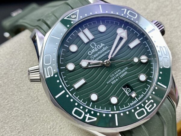 OMEGA Seamaster Diver 300M VS Factory 1:1 Best Edition Green Ceramic Green Dial on Blue Rubber Strap A8800 V2 - Best Replica Watches Store For Sale!