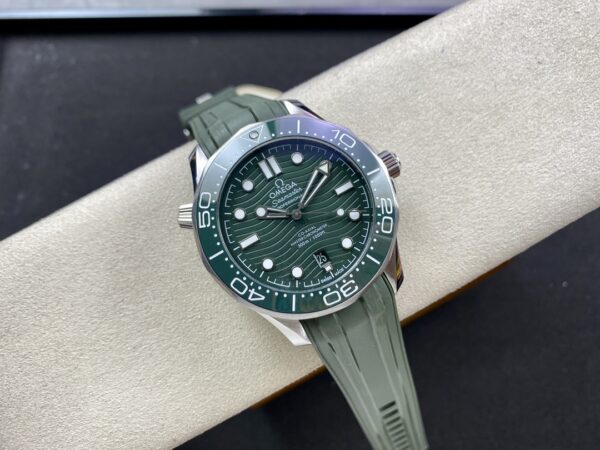 OMEGA Seamaster Diver 300M VS Factory 1:1 Best Edition Green Ceramic Green Dial on Blue Rubber Strap A8800 V2 - Best Replica Watches Store For Sale!