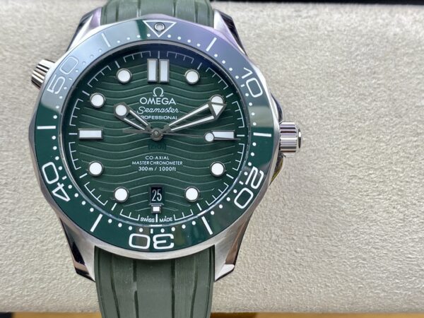 OMEGA Seamaster Diver 300M VS Factory 1:1 Best Edition Green Ceramic Green Dial on Blue Rubber Strap A8800 V2 - Best Replica Watches Store For Sale!