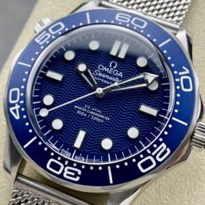 OMEGA Seamaster 300 James Bond 60th Anniversary SS VS Factory 1:1 Best Edition Blue Dial on SS Mesh Bracelet A8806 - Best Replica Watches Store For Sale!