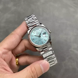 Rolex DayDate 128236 36mm QF 1:1 Best Edition Ice Blue Diamond Dial  (Gain Weight) - Best Replica Watches Store For Sale!