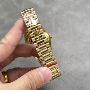 Rolex DayDate YG 128238-0008 36mm QF 1:1 Best Edition Yellow Gold Diamond Dial (Gain Weight) - Best Replica Watches Store For Sale!