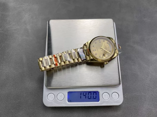 Rolex DayDate YG 128238-0008 36mm QF 1:1 Best Edition Yellow Gold Diamond Dial (Gain Weight) - Best Replica Watches Store For Sale!