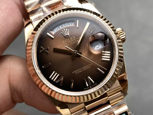 Rolex DayDate RG 128235-0075 36mm QF Factory 1:1 Best Edition Brown Roman Dial (Gain Weight) - Best Replica Watches Store For Sale!