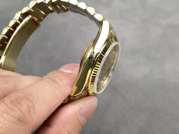 Rolex DayDate YG 128238-0008 36mm QF 1:1 Best Edition Yellow Gold Diamond Dial (Gain Weight) - Best Replica Watches Store For Sale!