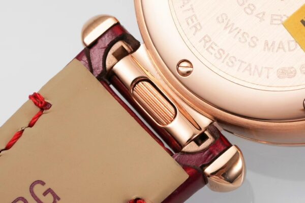 Cartier Pasha 30mm RG AF Factory 1:1 Best Edition White Textured Dial Diamonds Bezel on Red Leather Strap Jaq Quartz - Best Replica Watches Store For Sale!