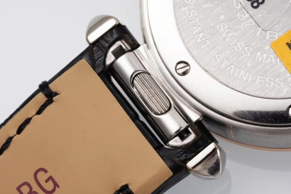 Cartier Pasha 30mm SS AF Factory 1:1 Best Edition White Textured Dial on Black Leather Strap Jaq Quartz - Best Replica Watches Store For Sale!