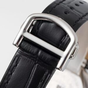 Cartier Pasha 30mm SS AF Factory 1:1 Best Edition White Textured Dial on Black Leather Strap Jaq Quartz - Best Replica Watches Store For Sale!