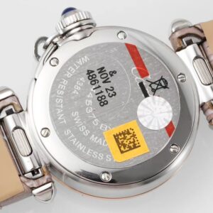 Cartier Cartier Pasha 30mm SS AF Factory 1:1 Best Edition White Textured Dial on Gray Leather Strap Jaq Quartz - Best Replica Watches Store For Sale!