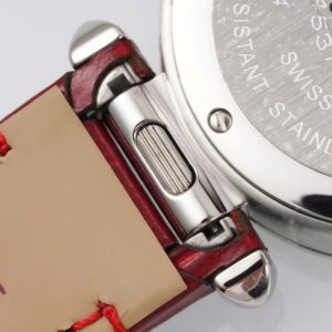 Cartier Pasha 30mm SS AF Factory 1:1 Best Edition White Textured Dial on Deep Red Leather Strap Jaq Quartz - Best Replica Watches Store For Sale!