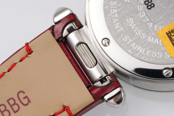 Cartier Pasha 30mm SS AF Factory 1:1 Best Edition White Textured Dial on Deep Red Leather Strap Jaq Quartz - Best Replica Watches Store For Sale!