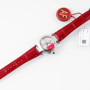 Cartier Pasha 30mm SS AF Factory 1:1 Best Edition White Textured Dial on Deep Red Leather Strap Jaq Quartz - Best Replica Watches Store For Sale!