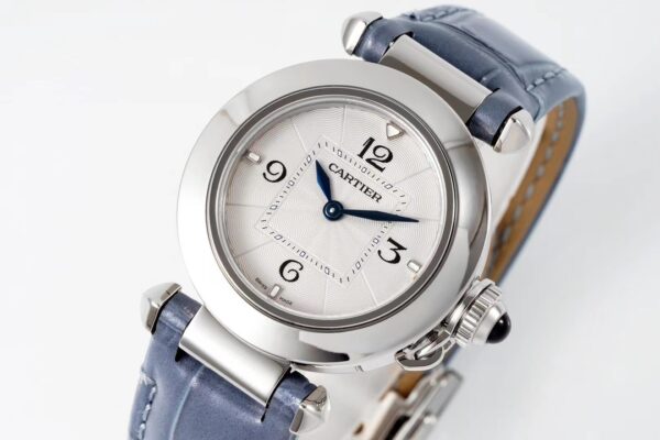 Cartier Pasha 30mm SS AF Factory 1:1 Best Edition Blue Leather Strap - Best Replica Watches Store For Sale!