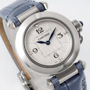 Cartier Pasha 30mm SS AF Factory 1:1 Best Edition Blue Leather Strap - Best Replica Watches Store For Sale!