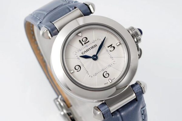 Cartier Pasha 30mm SS AF Factory 1:1 Best Edition Blue Leather Strap - Best Replica Watches Store For Sale!