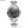 Cartier Cartier Ballon Bleu WSBB0060 40mm SS CH Factory 1:1 Best Edition Black Texture Dial on Blue Leather Strap A2824 (Quick Release) - Best Replica Watches Store For Sale!