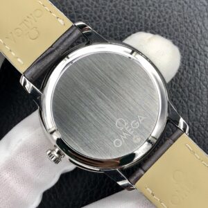 OMEGA De Ville Prestige Real PR SS  ZF Factory 1:1 Best Edition White Dial Blue Markers on Gray Leather Strap MIYOTA 9015 - Best Replica Watches Store For Sale!