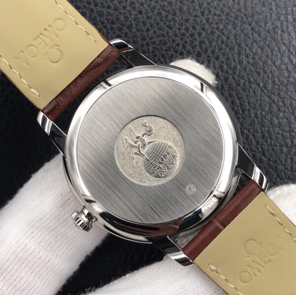 OMEGA De Ville Prestige Real PR SS  ZF Factory 1:1 Best Edition White Dial RG Markers on Brown Leather Strap MIYOTA 9015 - Best Replica Watches Store For Sale!