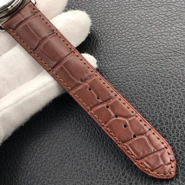 OMEGA De Ville Prestige Real PR SS  ZF Factory 1:1 Best Edition White Dial RG Markers on Brown Leather Strap MIYOTA 9015 - Best Replica Watches Store For Sale!