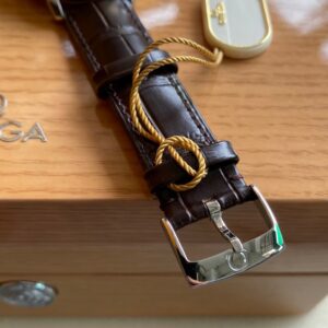 OMEGA De Ville Prestige 39.5mm YG/SS A+ Factory 1:1 Best Edition White Dial YG Markers on Brwon Leather Strap A2500 - Best Replica Watches Store For Sale!