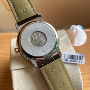 OMEGA De Ville Prestige 39.5mm YG/SS A+ Factory 1:1 Best Edition White Dial YG Markers on Brwon Leather Strap A2500 - Best Replica Watches Store For Sale!