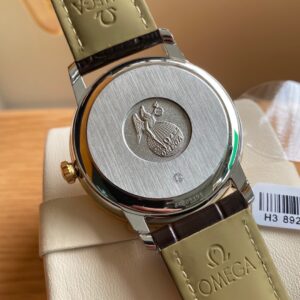 OMEGA De Ville Prestige 39.5mm YG/SS A+ Factory 1:1 Best Edition White Dial YG Markers on Brwon Leather Strap A2500 - Best Replica Watches Store For Sale!