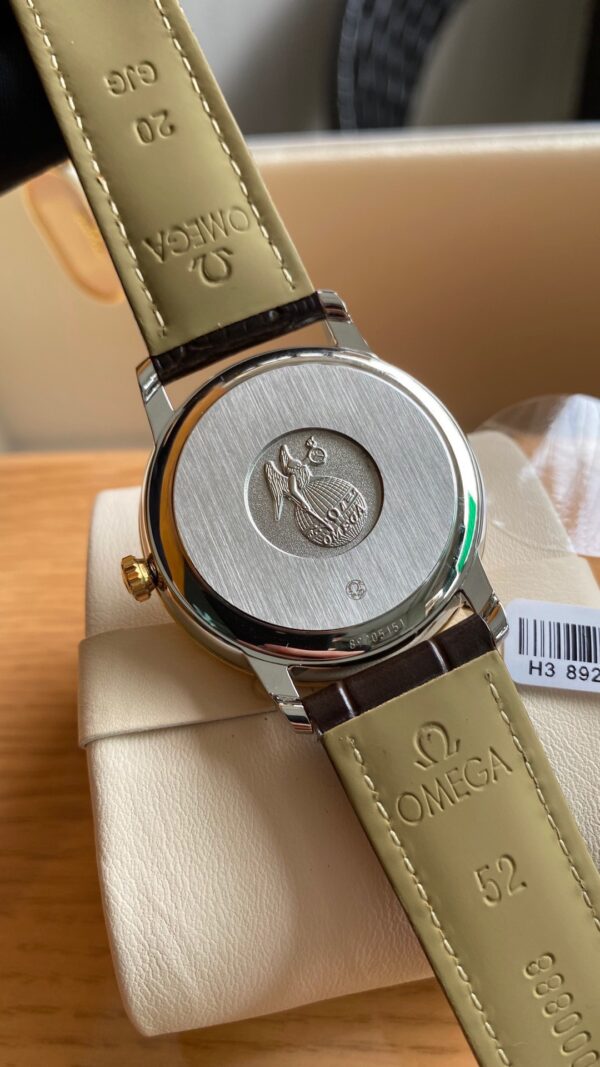OMEGA De Ville Prestige 39.5mm YG/SS A+ Factory 1:1 Best Edition White Dial YG Markers on Brwon Leather Strap A2500 - Best Replica Watches Store For Sale!