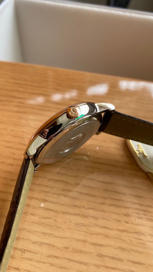OMEGA De Ville Prestige 39.5mm RG/SS A+ Factory 1:1 Best Edition White Dial RG Markers on Brwon Leather Strap A2500 - Best Replica Watches Store For Sale!