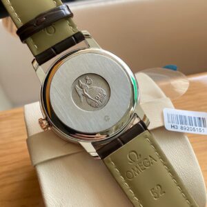 OMEGA De Ville Prestige 39.5mm RG/SS A+ Factory 1:1 Best Edition White Dial RG Markers on Brwon Leather Strap A2500 - Best Replica Watches Store For Sale!