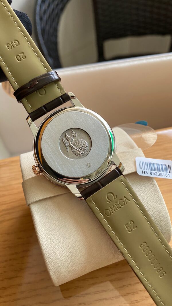 OMEGA De Ville Prestige 39.5mm RG/SS A+ Factory 1:1 Best Edition White Dial RG Markers on Brwon Leather Strap A2500 - Best Replica Watches Store For Sale!