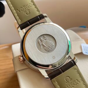 OMEGA De Ville Prestige 39.5mm RG/SS A+ Factory 1:1 Best Edition White Dial RG Markers on Brwon Leather Strap A2500 - Best Replica Watches Store For Sale!
