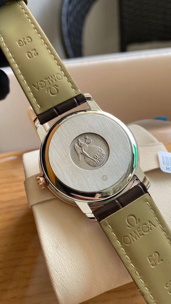 OMEGA De Ville Prestige 39.5mm RG/SS A+ Factory 1:1 Best Edition White Dial RG Markers on Brwon Leather Strap A2500 - Best Replica Watches Store For Sale!