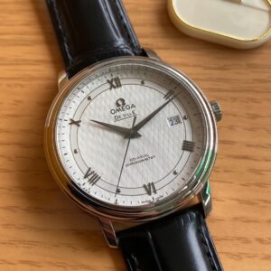 OMEGA De Ville Prestige 39.5mm SS A+ Factory 1:1 Best Edition White Dial Silver Markers on Black Leather Strap A2500 - Best Replica Watches Store For Sale!