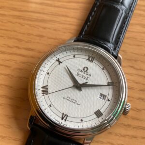 OMEGA De Ville Prestige 39.5mm SS A+ Factory 1:1 Best Edition White Dial Silver Markers on Black Leather Strap A2500 - Best Replica Watches Store For Sale!