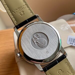 OMEGA De Ville Prestige 39.5mm SS A+ Factory 1:1 Best Edition White Dial Silver Markers on Black Leather Strap A2500 - Best Replica Watches Store For Sale!