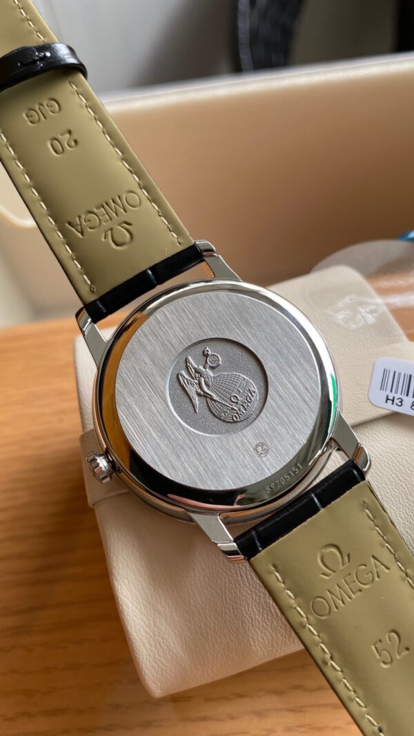 OMEGA De Ville Prestige 39.5mm SS A+ Factory 1:1 Best Edition White Dial Silver Markers on Black Leather Strap A2500 - Best Replica Watches Store For Sale!