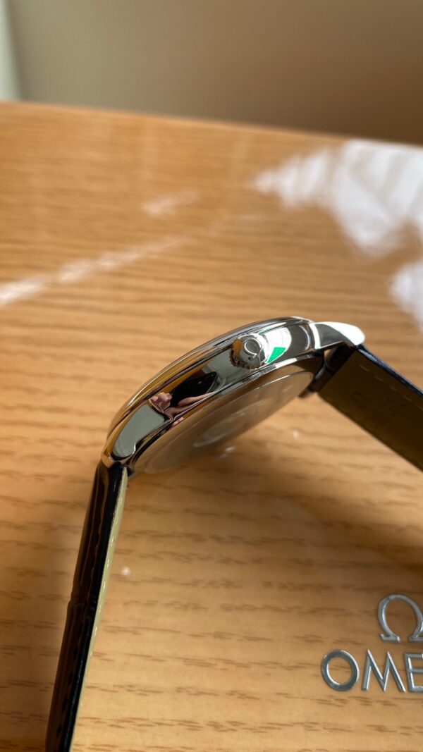OMEGA De Ville Prestige 39.5mm SS A+ Factory 1:1 Best Edition White Dial Blue Markers on Black Leather Strap A2500 - Best Replica Watches Store For Sale!