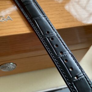 OMEGA De Ville Prestige 39.5mm SS A+ Factory 1:1 Best Edition White Dial Blue Markers on Black Leather Strap A2500 - Best Replica Watches Store For Sale!