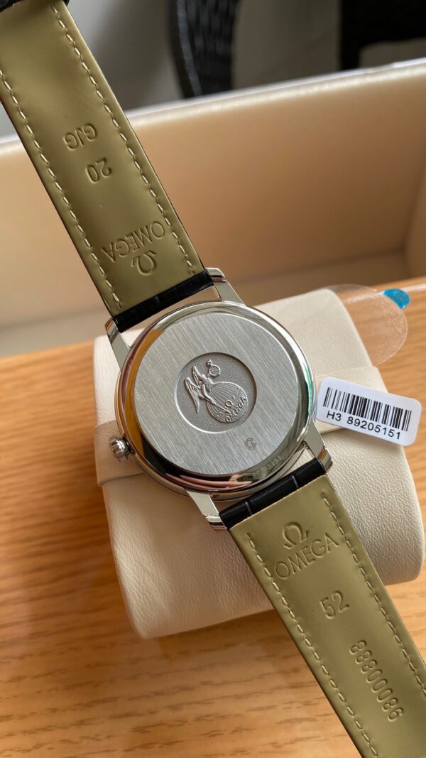 OMEGA De Ville Prestige 39.5mm SS A+ Factory 1:1 Best Edition White Dial Blue Markers on Black Leather Strap A2500 - Best Replica Watches Store For Sale!