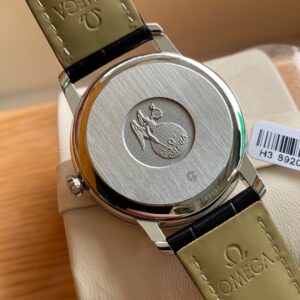 OMEGA De Ville Prestige 39.5mm SS A+ Factory 1:1 Best Edition White Dial Blue Markers on Black Leather Strap A2500 - Best Replica Watches Store For Sale!