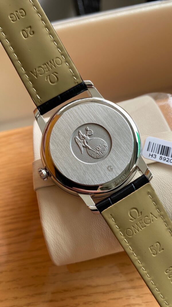 OMEGA De Ville Prestige 39.5mm SS A+ Factory 1:1 Best Edition White Dial Blue Markers on Black Leather Strap A2500 - Best Replica Watches Store For Sale!