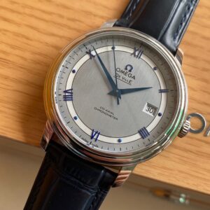 OMEGA De Ville Prestige 39.5mm SS A+ Factory 1:1 Best Edition White Dial Blue Markers on Blue Leather Strap A2500 - Best Replica Watches Store For Sale!