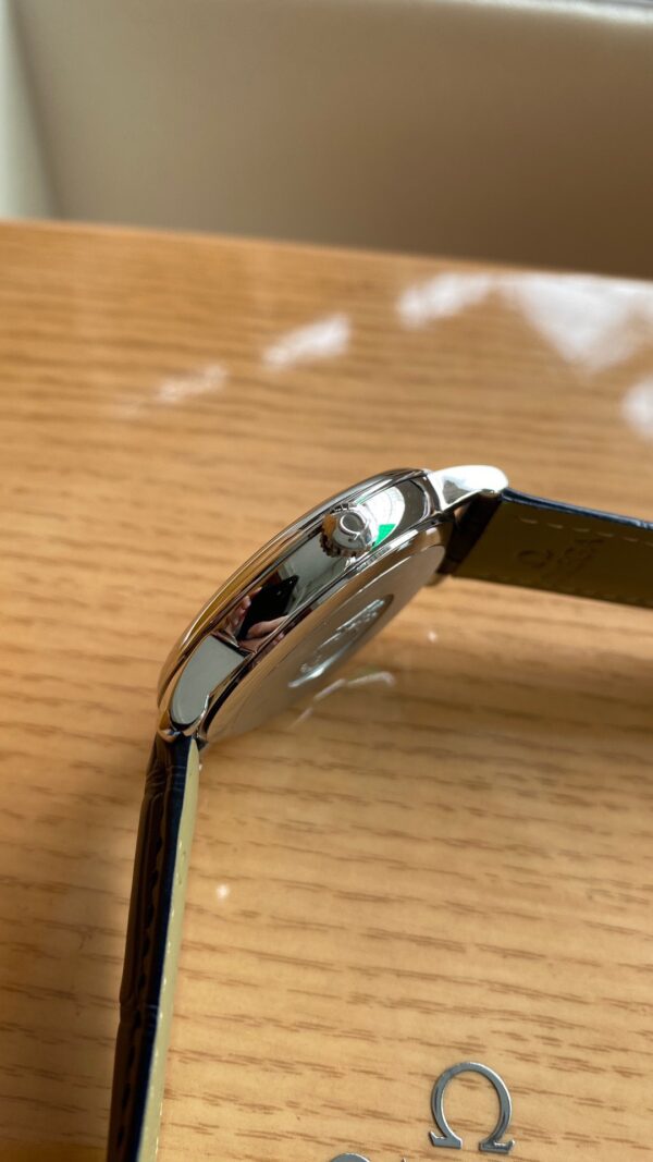 OMEGA De Ville Prestige 39.5mm SS A+ Factory 1:1 Best Edition White Dial Blue Markers on Blue Leather Strap A2500 - Best Replica Watches Store For Sale!