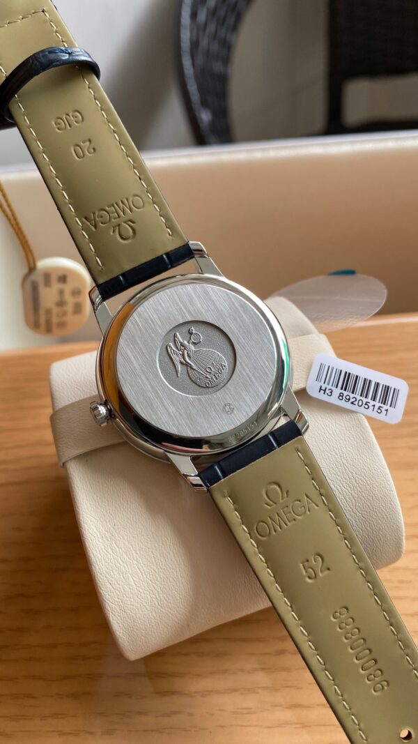 OMEGA De Ville Prestige 39.5mm SS A+ Factory 1:1 Best Edition White Dial Blue Markers on Blue Leather Strap A2500 - Best Replica Watches Store For Sale!